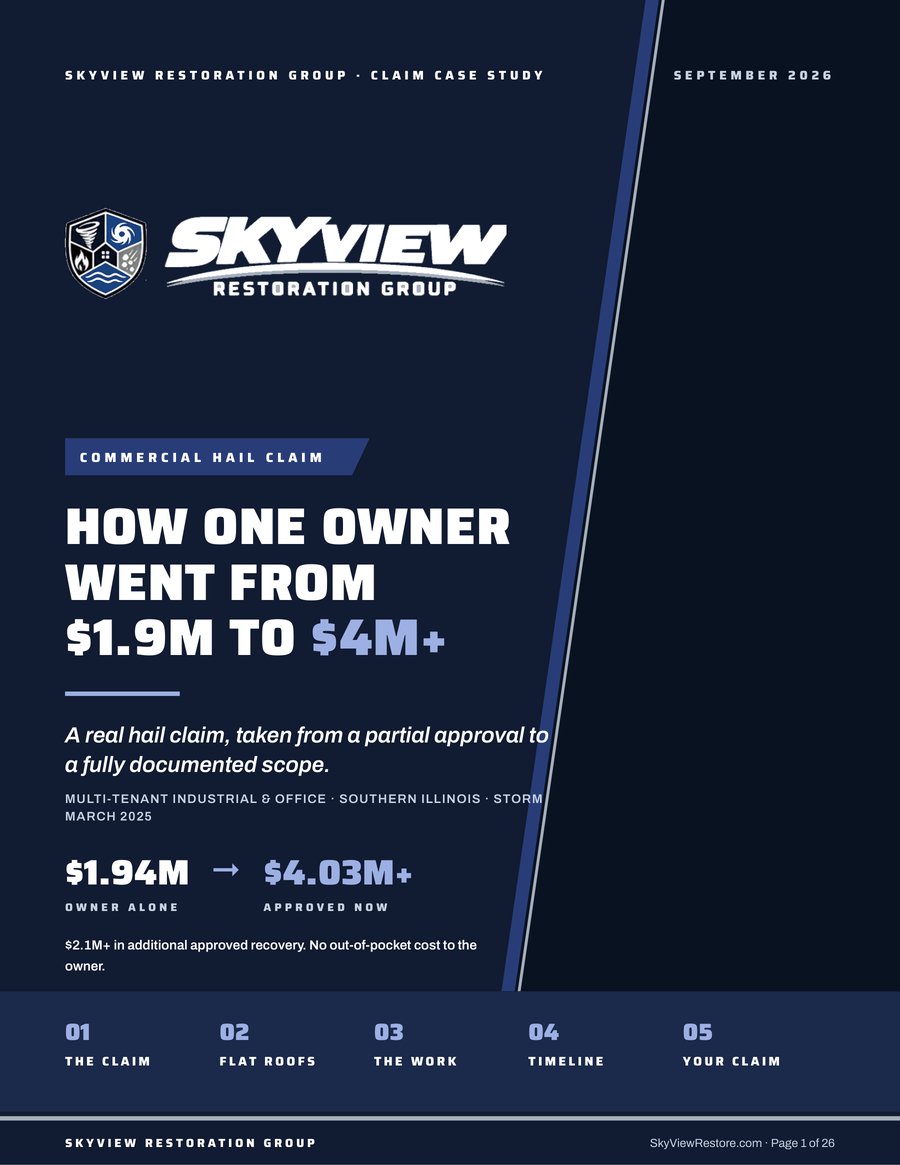 Cover of the SkyView Restoration Group claim case study: how one owner went from $1.9M to $4M+
